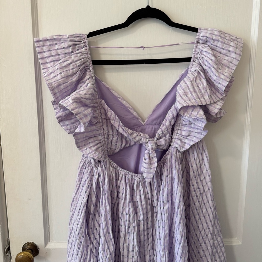 day + moon Lavender Gingham Textured Dress - Picture 3 of 4
